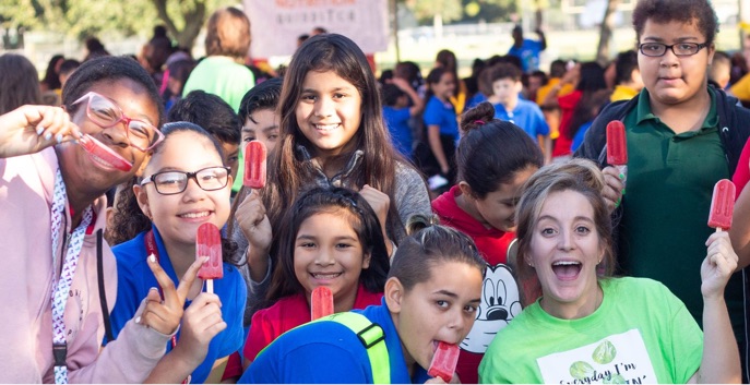 Students at a feeding minds school pantry
