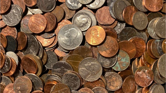 A pile of coins