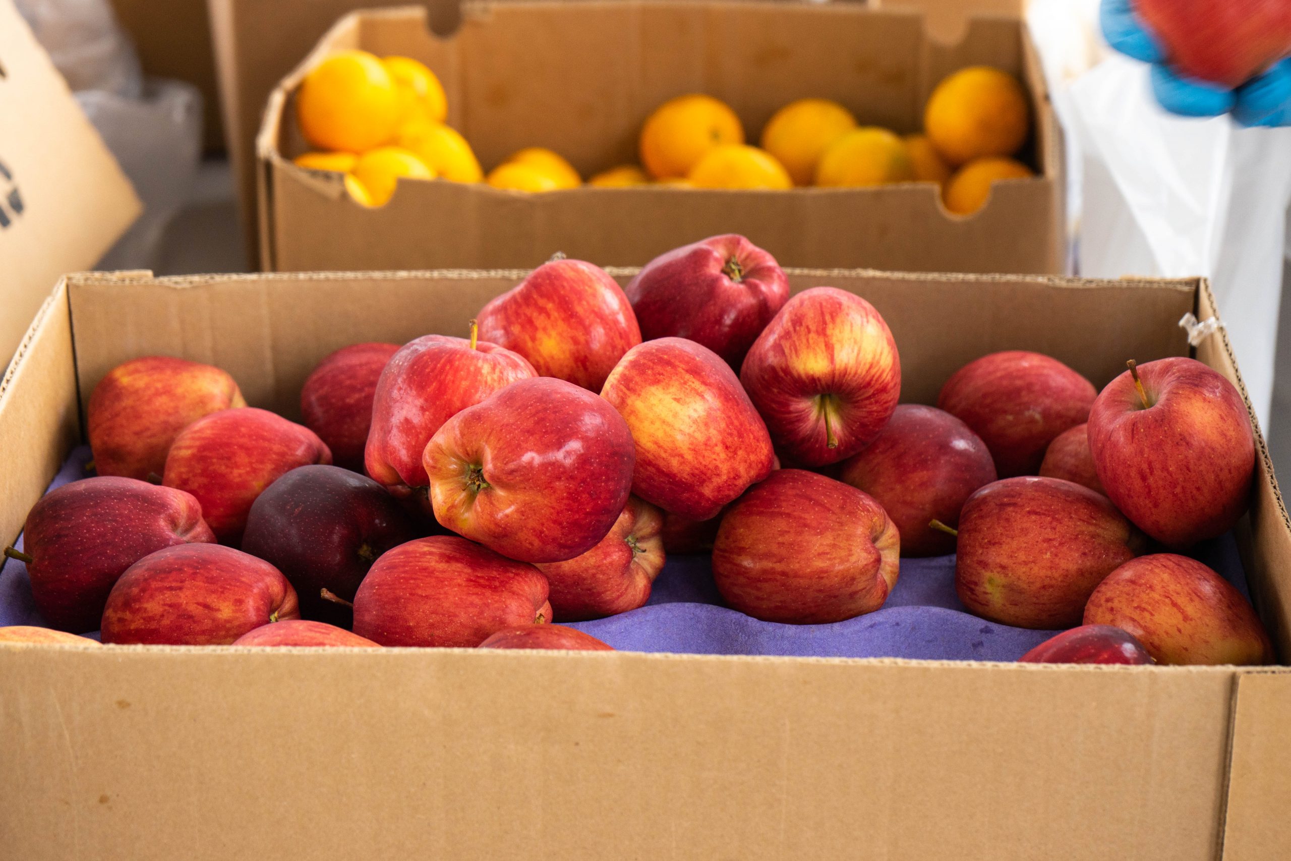 A box full of red apples