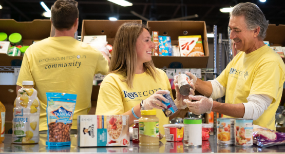 Rays volunteers sort food in FTB warehouse