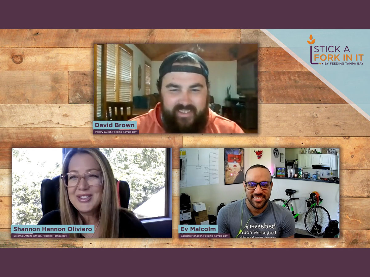 David Brown, one of the brave, big-hearted guests who has visited the partner pantries of Feeding Tampa Bay joins the show this week