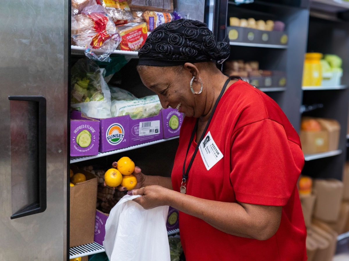 Senior Brenda Cobbs shops at food pantry
