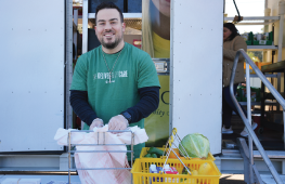 Bagging groceries at Groceries on the Go