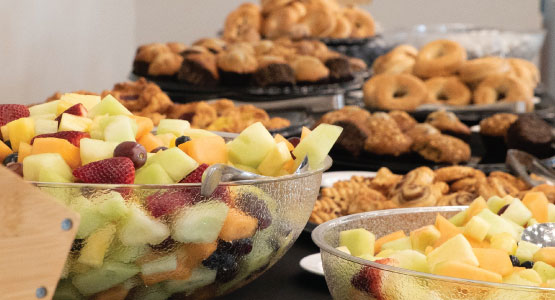 Assortment of fruits and pastries for catering